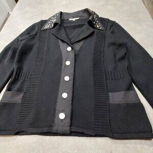 Women's Black Wool Cardigan Sweater